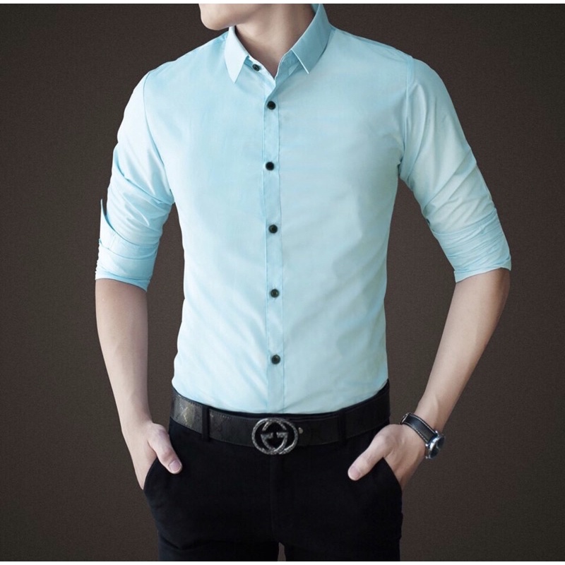 áo sơ mi màu xanh ngọcdài tay đẹp, sáng da tôn dáng