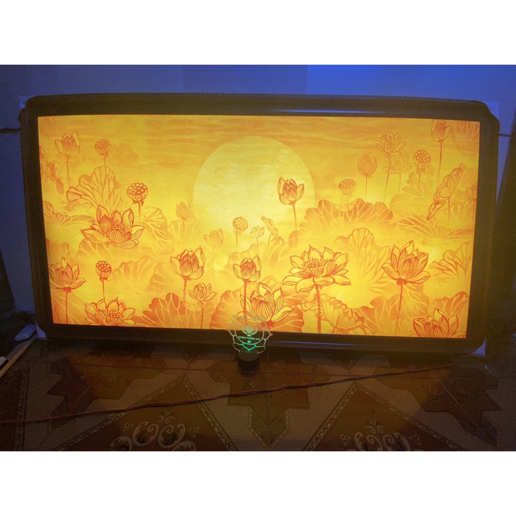 Tranh Trúc Chỉ In Hoa Sen 81x126cm-chuẩn phong thủy