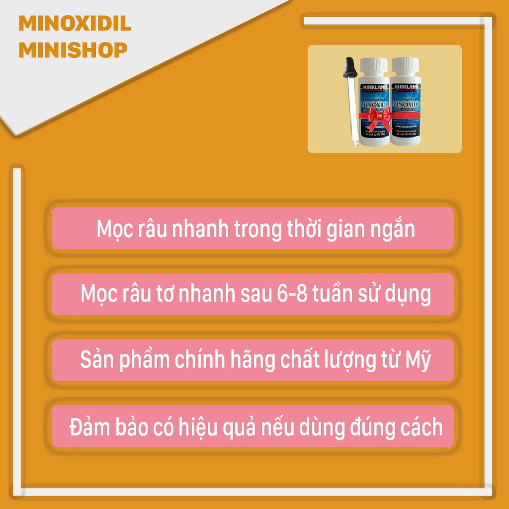 Minoxidil 5% Dạng Lỏng Mọc Râu Tóc Kirkland Mỹ Combo 2 Lọ