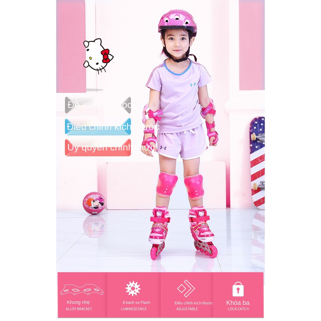 HelloKitty Hello Kitty Disney lăn giày trượt patin patin, trẻ em cho bé trai và gái