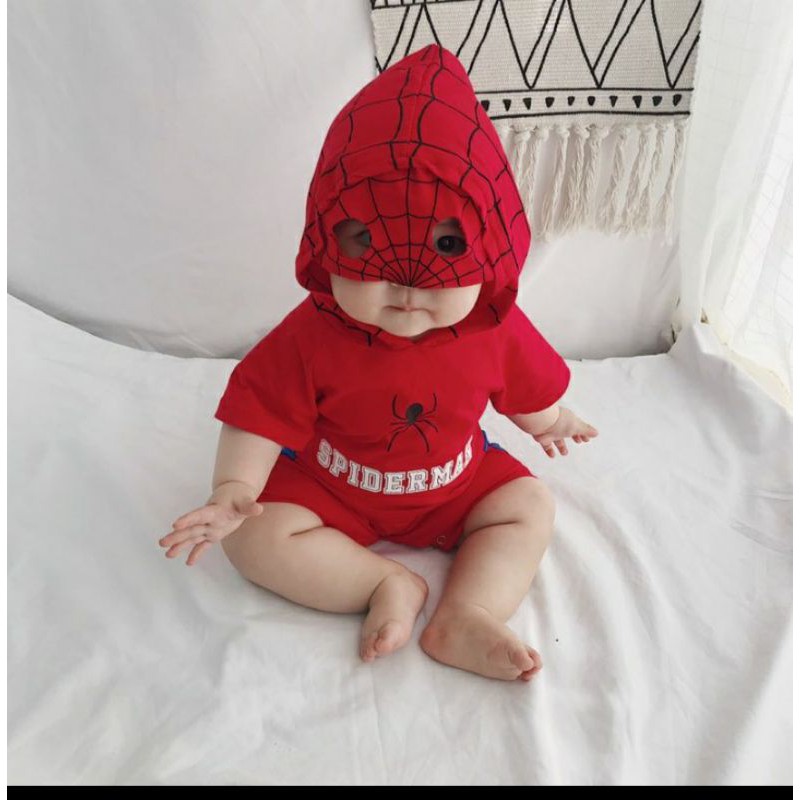 bộ bodysuit cotton cộc tay siêu anh hùng cho bé trai