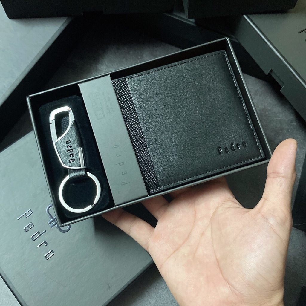 Set ví nam Pedro kèm móc khóa full box túi giấy