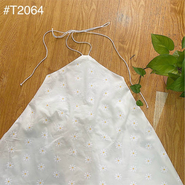 Áo kiểu KORA TOP màu trắng hoạ tiết hoa cúc tone thiết kế trẻ trung cột dây cổ yếm hở lưng quyến rũ style giấu quần