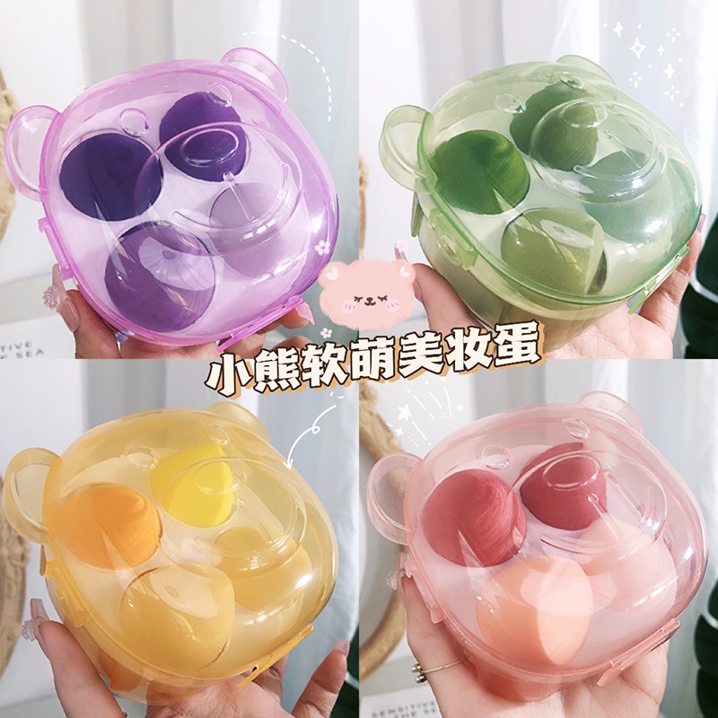 Bộ Mút Trang Điểm Ướt Và Khô Hình Quả Trứng Gấu Macaier