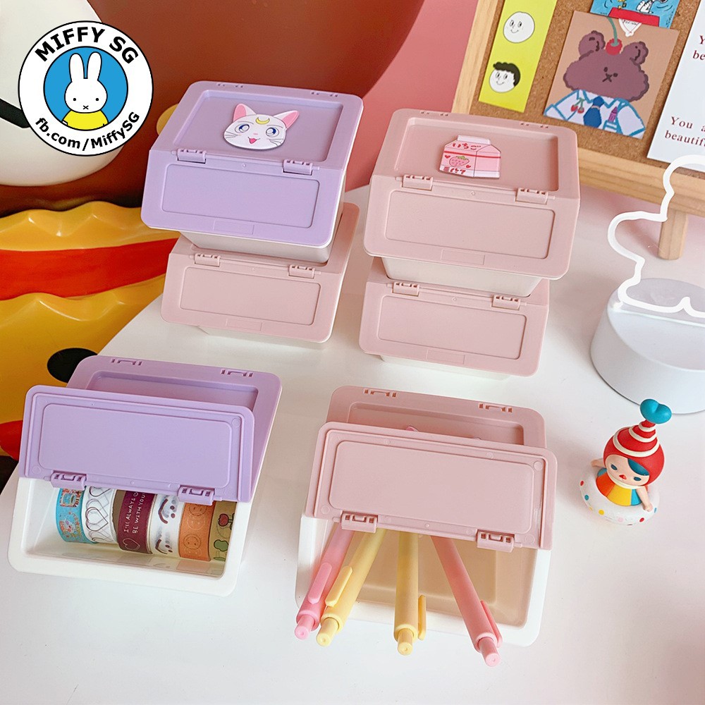 Hộp phụ kiện mini để bàn màu pastel xinh xắn phong cách hoạt hình anime Nhật Bản