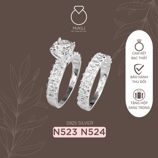 Set Nhẫn cặp Bạc Ý S925 đá Baguet chữ nhật cao cấp N522 N523 | MiASJ MiA Trang Sức bạc