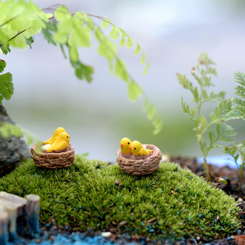 Set 2 chú chim mini trang trí sân vườn