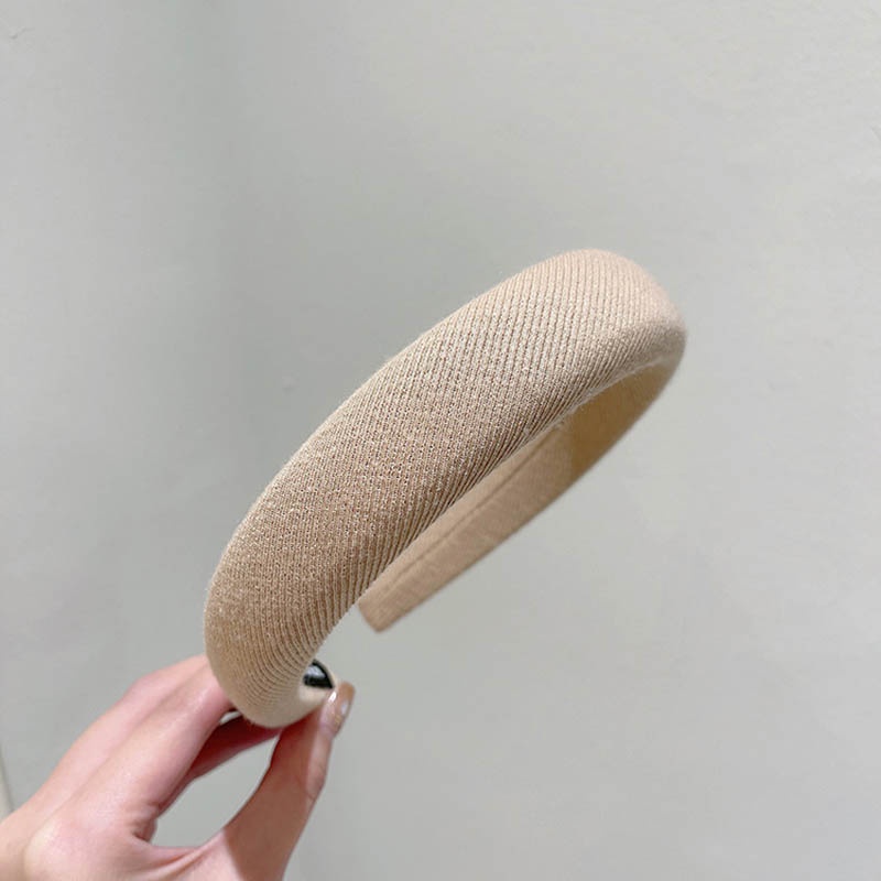 Cài tóc xốp nữ màu trơn bản rộng thanh lịch đơn giản phong cách Hàn Quốc