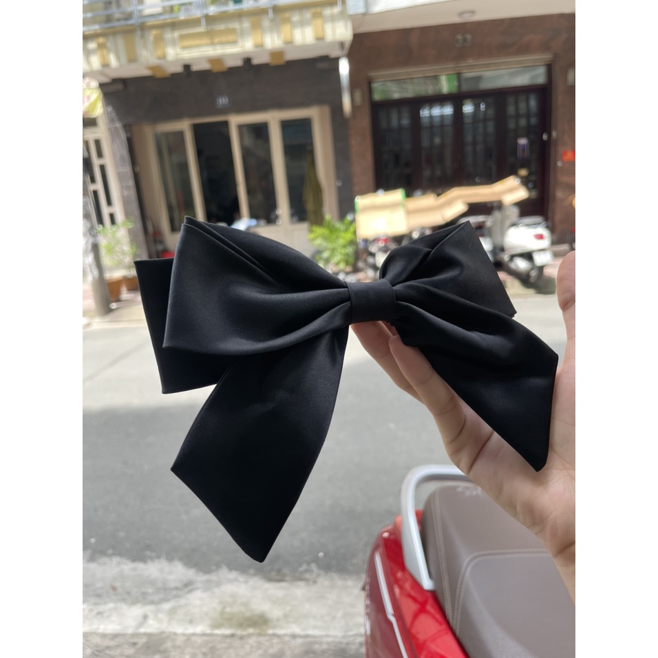 Nơ cài tóc vải phi đen