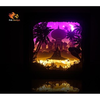 Đèn giấy nghệ thuật - Aladdin và Cây đèn thần (Kirigami lightbox)