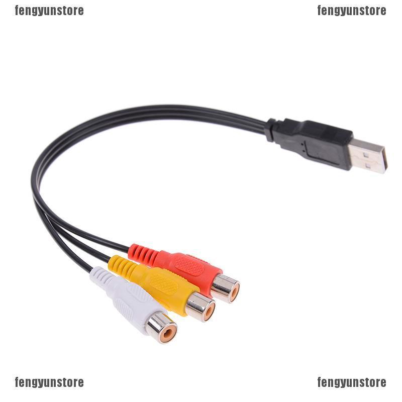 Cáp chuyển đổi từ cổng USB đực sang 3 cổng RCA cái