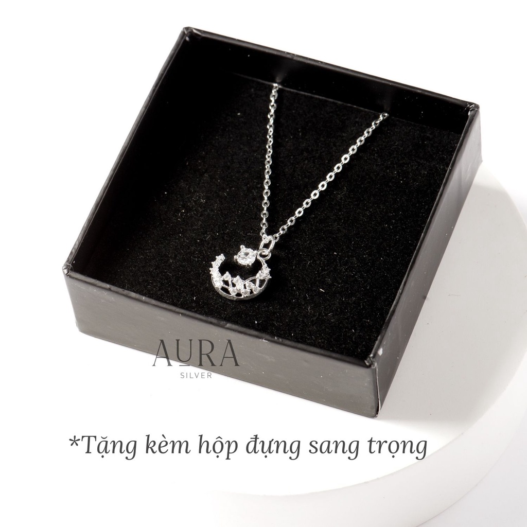 Dây chuyền nữ bạc AURA ,vòng cổ mặt kiểu dáng mặt trăng-AURASILVER-DC13