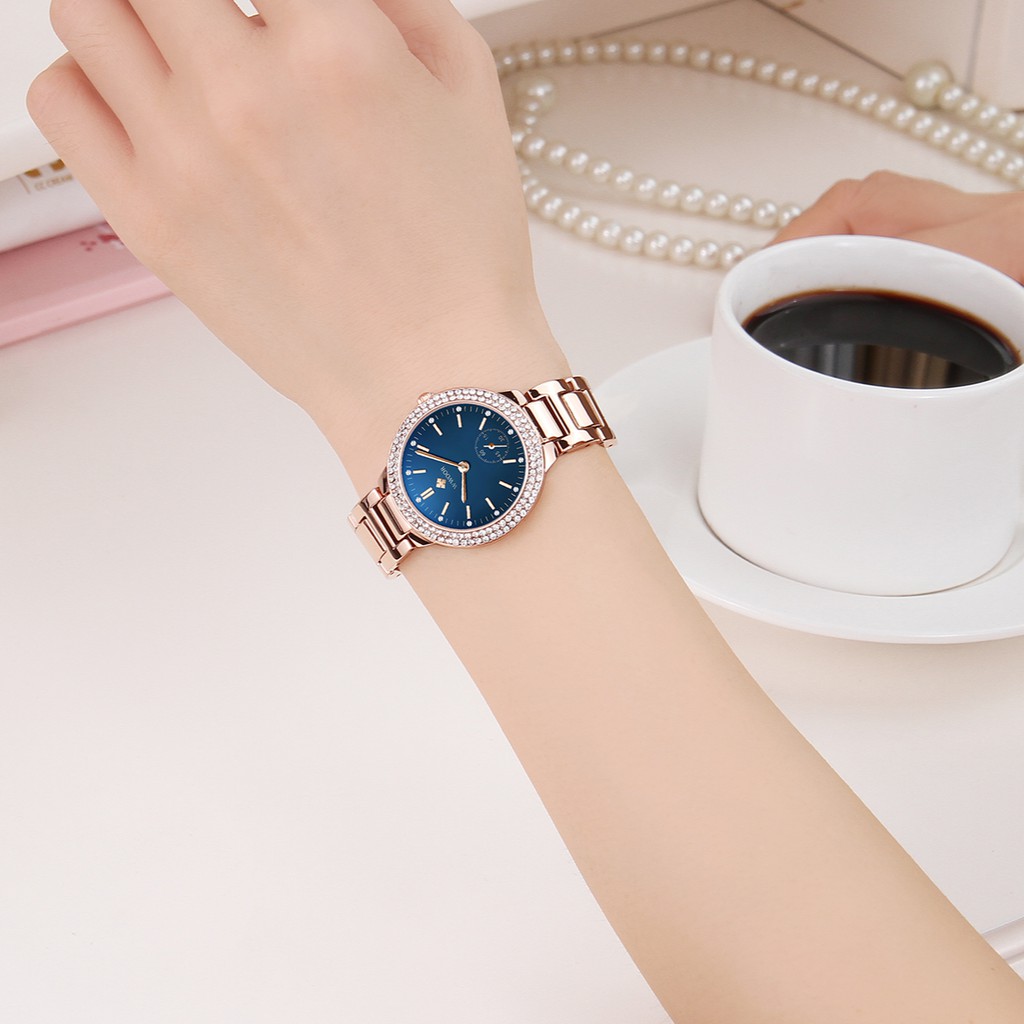 WWOOR Top Brand Luxury  watch for women fashion ladies watch stainless steel waterproof clock 8854