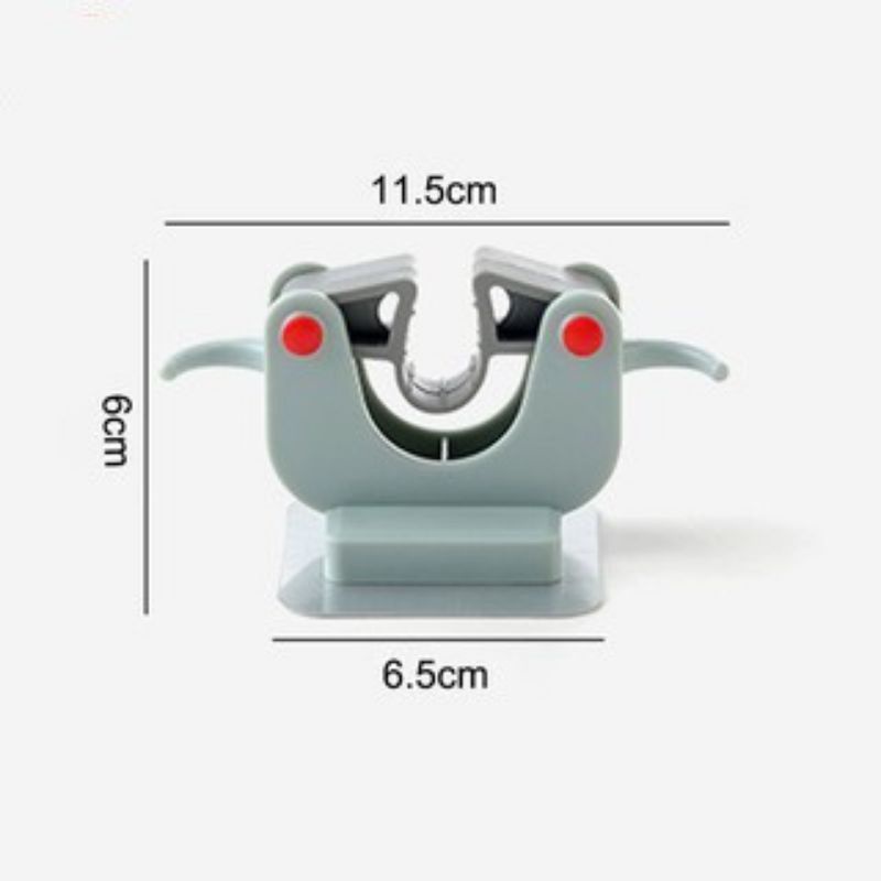 Kẹp cây lau nhà 8cm có 2 móc treo - kệ dán tường mini treo đồ vật thông minh