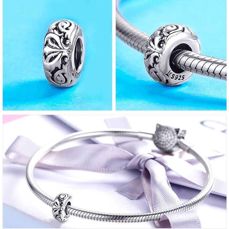 Phụ Kiện Hạt Xỏ Bamoer SCC1139 Bạc 925 Họa Tiết Bông Hoa Phong Cách Châu Âu Cho Vòng Đeo Tay