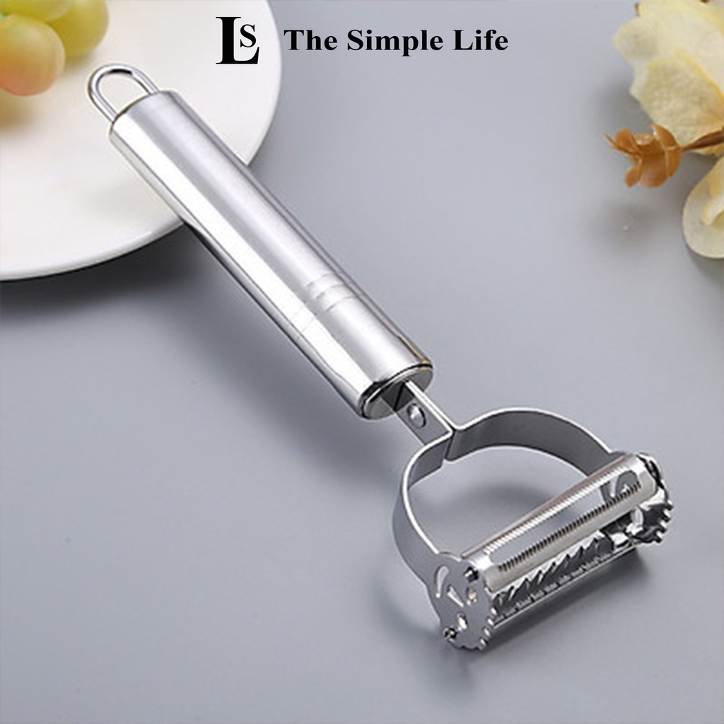 Dao cạo rau củ cầm tay inox đa năng, dao nạo rau củ thành sợi đa năng tích hợp 3 trong 1 bằng inox cao cấp