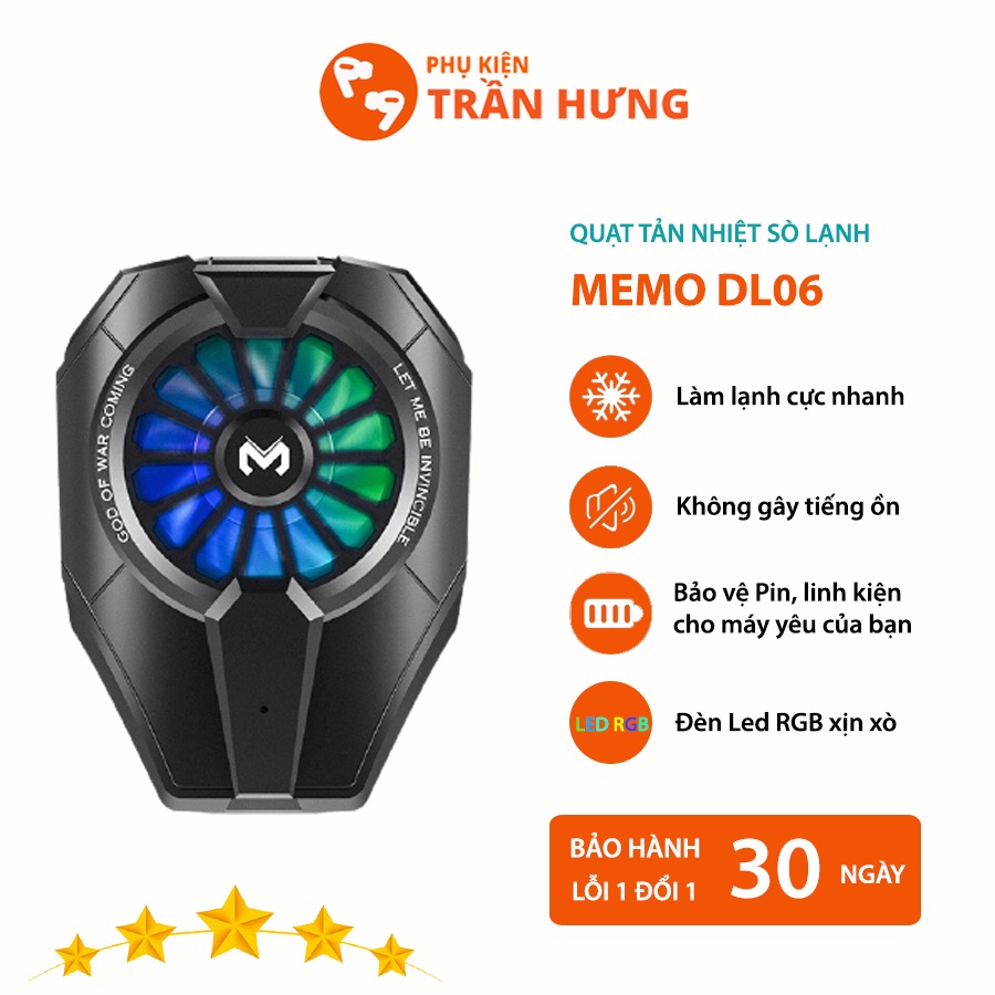 MEMO DL06 | Quạt tản nhiệt sò lạnh MEMO DL06 | LED RGB | Làm lạnh siêu nhanh cho điện thoại