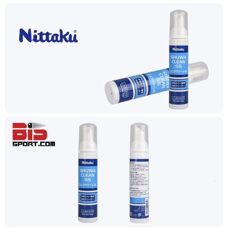 Chai Vệ Sinh Mặt Vợt Chính Hãng Nittaku - Tặng kèm mút lau- Loại Không Gas Cao Cấp 90ml