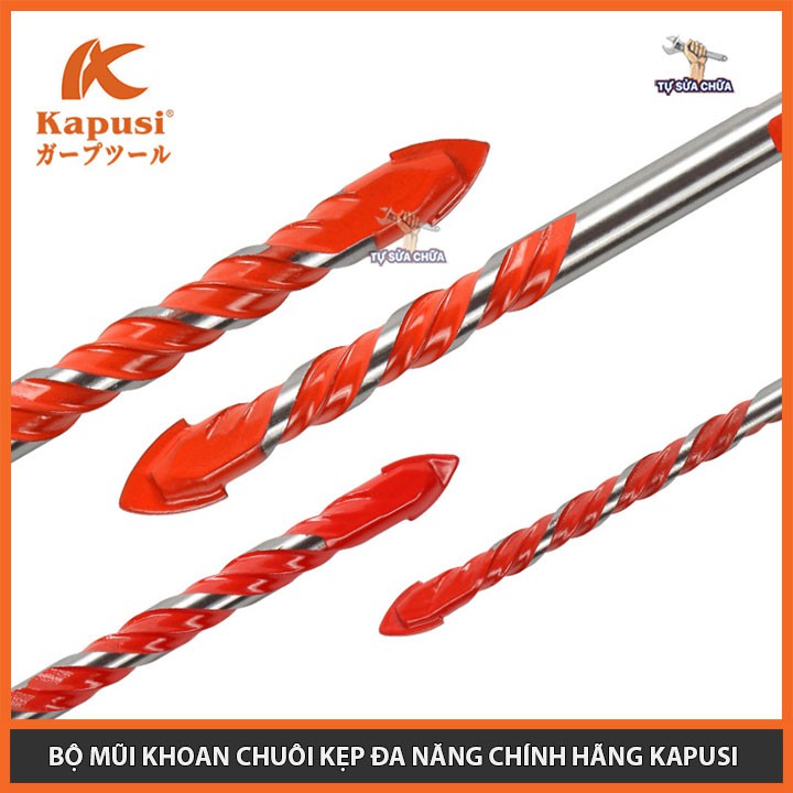 Mũi khoan đa năng chuôi gài chính hãng KAPUSI 6-8-10-12mm loại mới, khoan được trên nhiều chất liệu