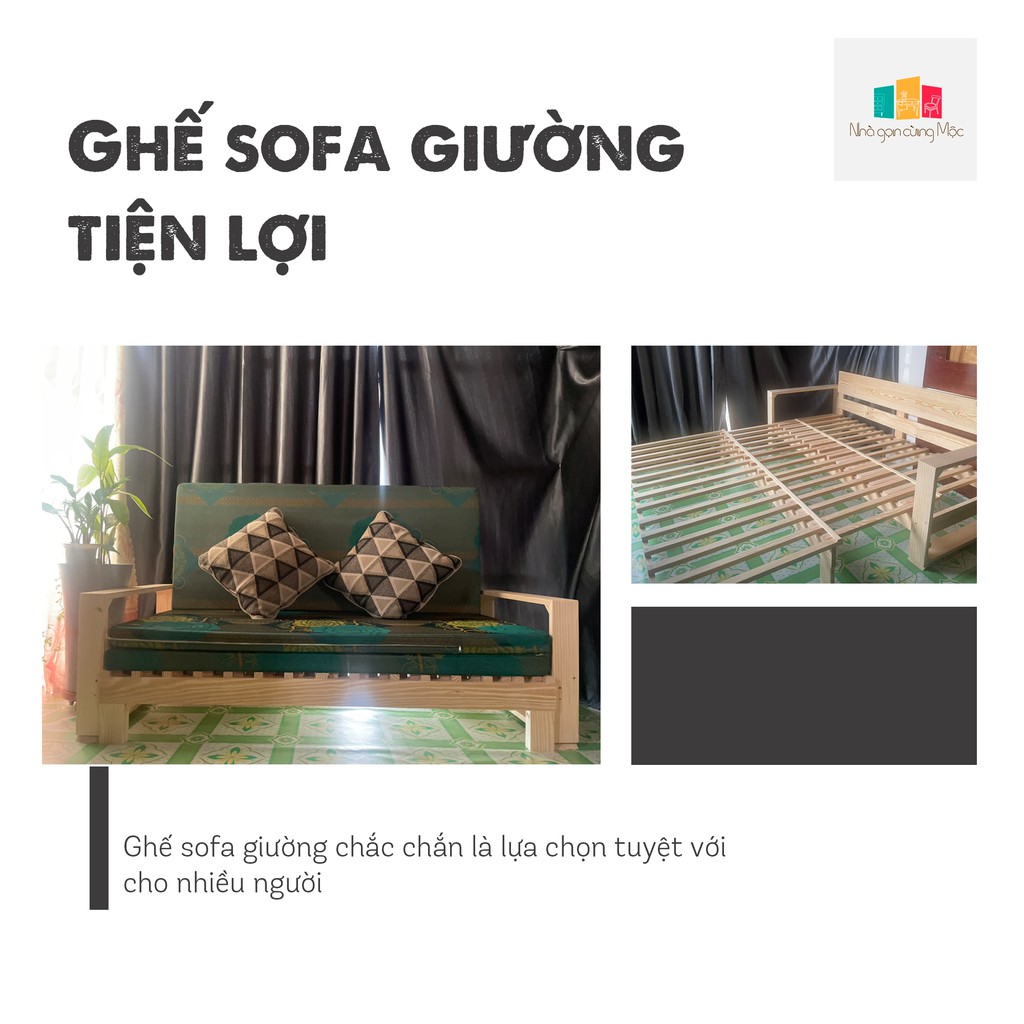 Ghế sofa giường gỗ tư nhiện, hiện đại phù hợp không gian nhỏ