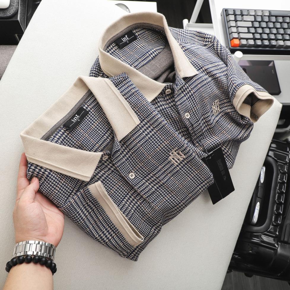 Áo Thun Polo Nam Có Cổ Kẻ Caro Tay Ngắn Vải Cotton Len Cao Cấp INF PL002618 SOMEHOW *