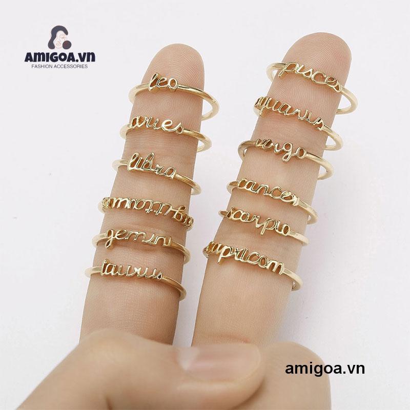 ✨✨Nhẫn Đeo Tay Kim Loại Khắc Chữ Thời Trang Cho Nữ