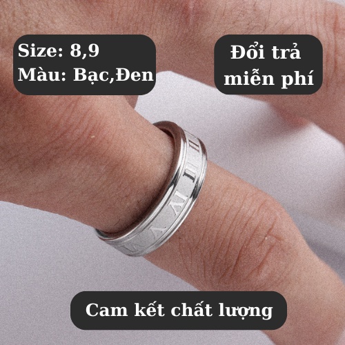 Nhẫn Titan nam nữ unisex họa tiết số la mã,Nhẫn nam nữ hot không rỉ - Nhẫn La Mã