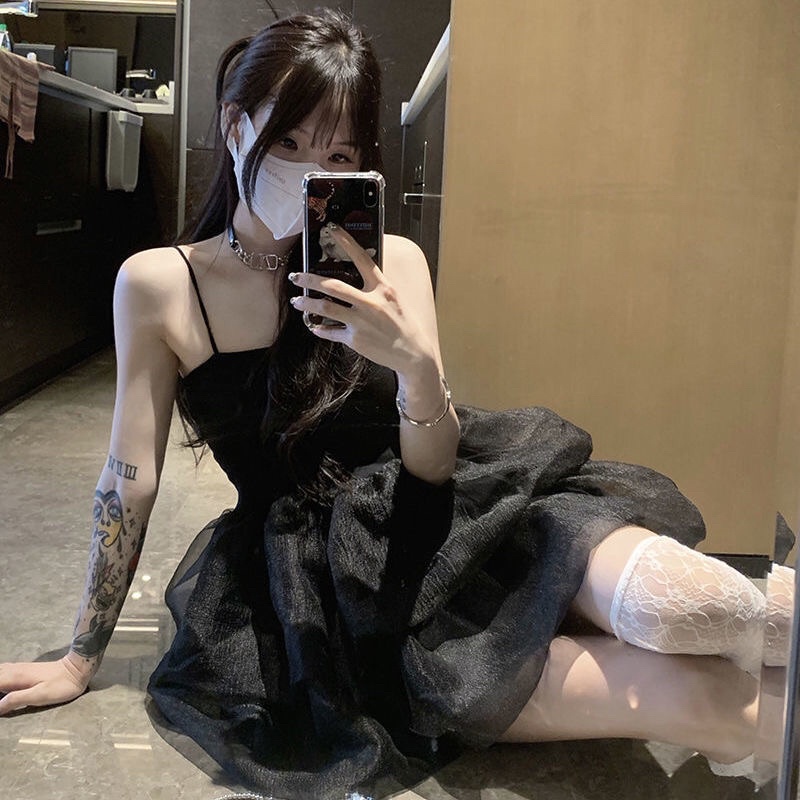 Váy hai dây nữ dáng ngắn xoè bồng bềnh tiểu thư shop Lim Boutique