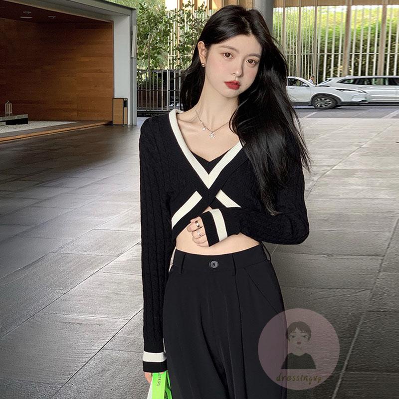 Áo Sweater Trễ Vai Tay Dài Họa Tiết Kẻ Sọc Phong Cách Pháp Thời Trang Mùa Thu Cho Nữ