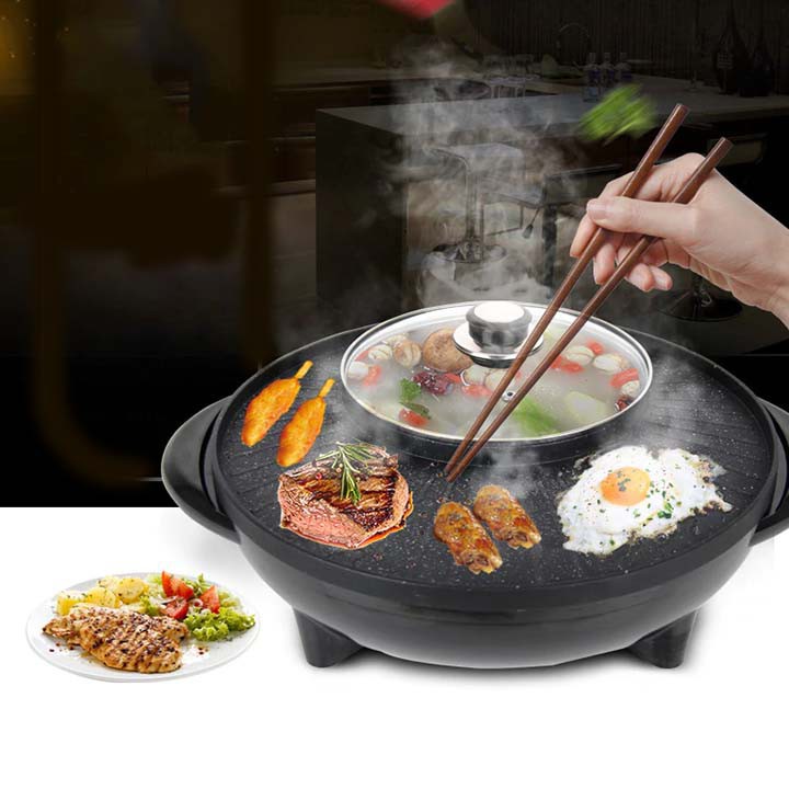 Bếp lẩu nướng BBQ đa năng 2 in 1 gia đình 6 người ăn