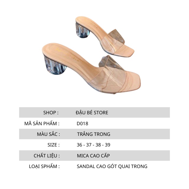 Dép Sandal Nữ Cao Gót Quai Trong Sang Chảnh - Guốc Nữ Gót Vuông Trong 5P Hở Mũi Phong Cách Đơn Giản - Daube - D018
