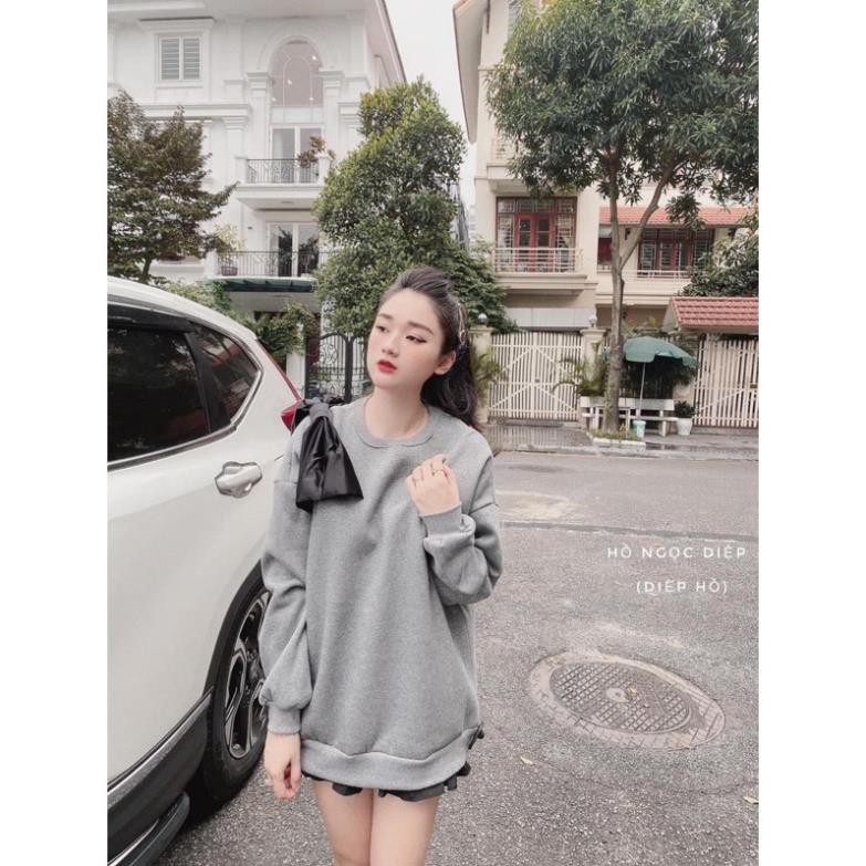 ÁO NỈ ĐÍNH NƠ 2 MÀU ĐEN/ XÁM | BigBuy360 - bigbuy360.vn