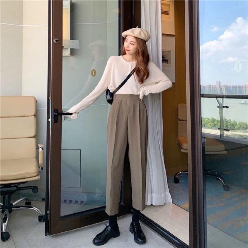 [Mã FAMARAL1 giảm 10K đơn 50K] QUẦN BAGGY VẠT LỆCH 2 KHUY ĐIỆU ĐÀ