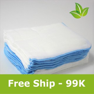 Khăn sữa gạc 4 lớp cao cấp Kim Ngân, bịch 10 chiếc loại đẹp