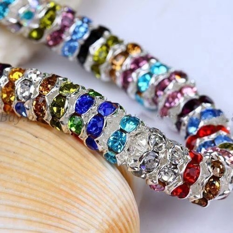 Bộ 100 Hạt Kim Loại Mạ Bạc Đính Đá 6mm Tự Làm Trang Sức