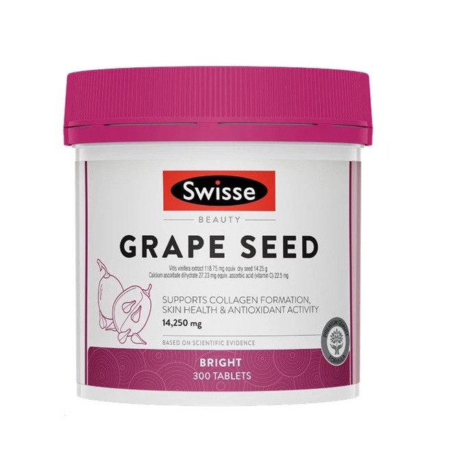 Tinh Chất Hạt Nho Úc Swisse Ultiboost Grape Seed 14250mg 180viên Tăng Đàn Hồi Da Giảm Lão Hóa Da