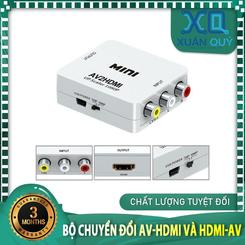 Bộ Chuyển Hdmi Ra Av Mini, Box Adapter Chuyển Đổi HDMI sang AV và AV sang HDMI