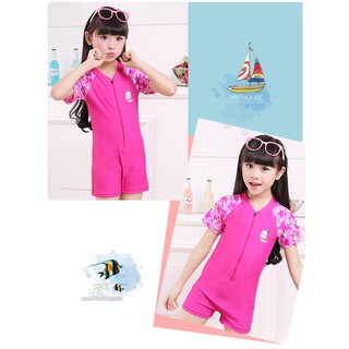 Đồ bơi liền thân cho bé gái kèm nón bơi