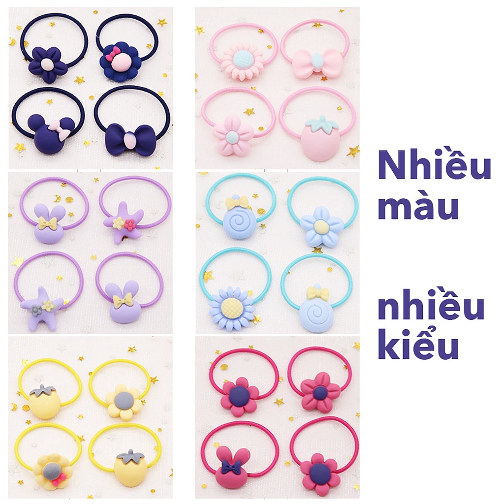 Hộp 40 dây buộc tóc cho bé Freeship Giây buộc tóc dễ thương đựng trong hộp thiếc mèo kitty cho bé gái-One size-Nhiều màu