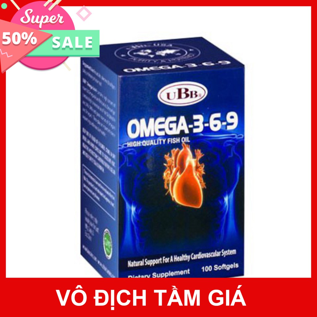 Viên uống Omega 3-6-9 UBB - Hỗ trợ ngăn ngừa nguy cơ xơ vữa động mạch (Hộp 100 viên)