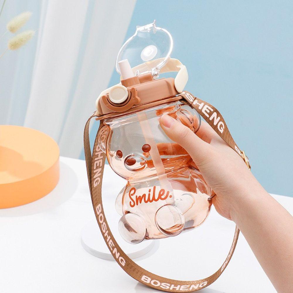PATRICIA Bình Nước Kèm Ống Hút Hình Gấu Dễ Thương Dung Tích 1000ml