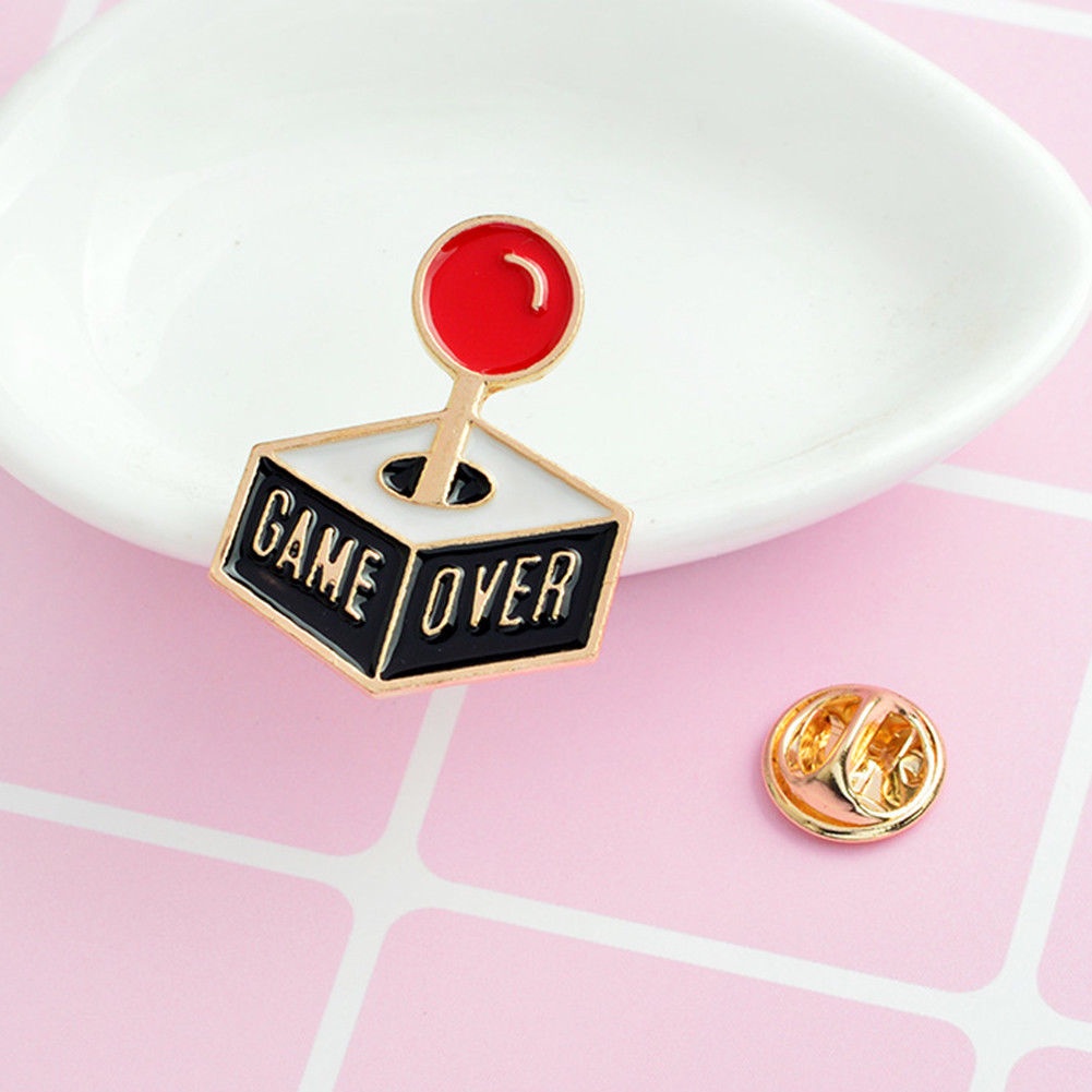 YOML✔Game Over Joystick Enamel Badge Collar Lapel Brooch Pin Clothes Jewelry Decor