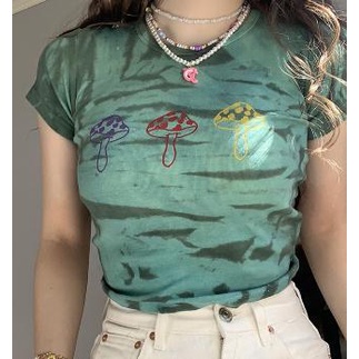 Áo Thun Croptop Tay Ngắn In Họa Tiết Dễ Thương Phong Cách Harajuku Đường Phố Cho Nữ Y2K