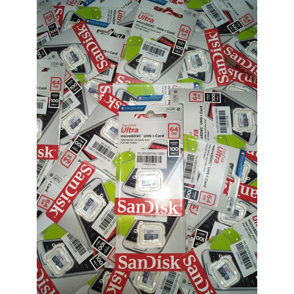Thẻ nhớ 32GB 64Gb Sandisk class 10 chuyên dùng cho điện thoại và camera - Hàng chính hãng