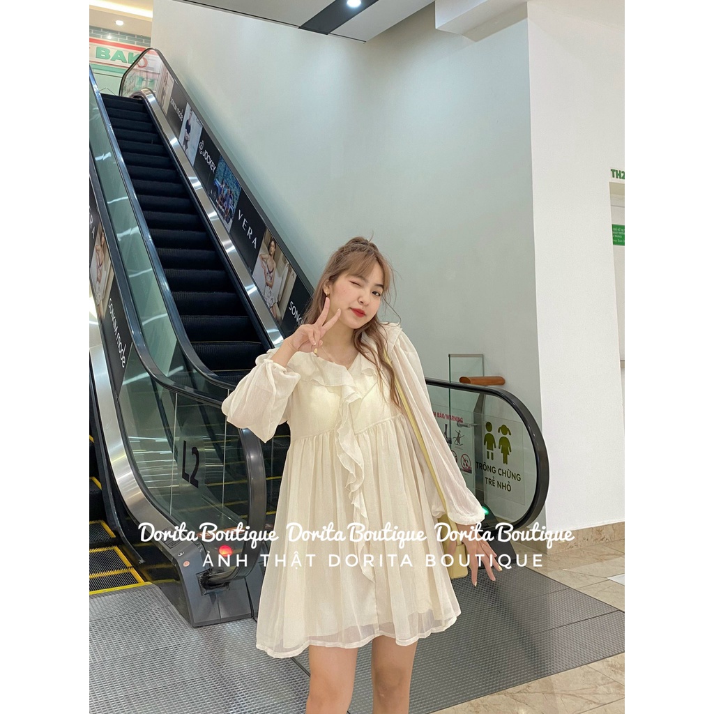 Váy áo babydoll voan tơ viền bèo Hàn Quốc, Váy áo voan tơ bèo rủ tiểu thư - Dorita Boutique