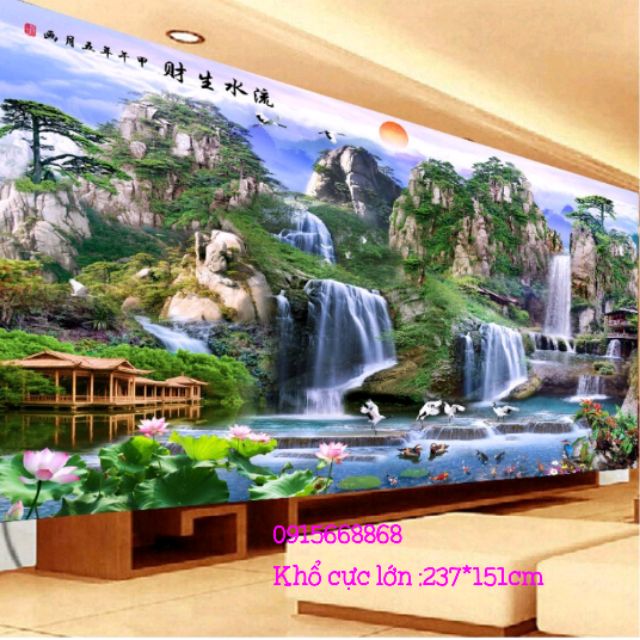 Tranh thêu chữ thập Khổ cực lớn cảnh siêu đep kt 237*151cm