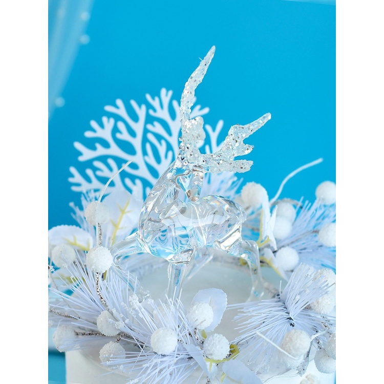 Phụ Kiện Trang Trí Bánh Sinh Nhật Giáng Sinh Hình Tuần Lộc Bằng Pha Lê Trong Suốt