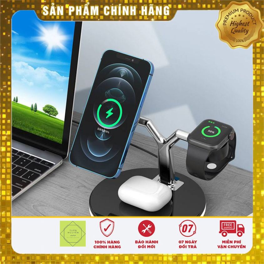 Đế Sạc Không Dây 3 In 1 Dành Cho Điện Thoại| Đồng Hồ| Tai Nghe