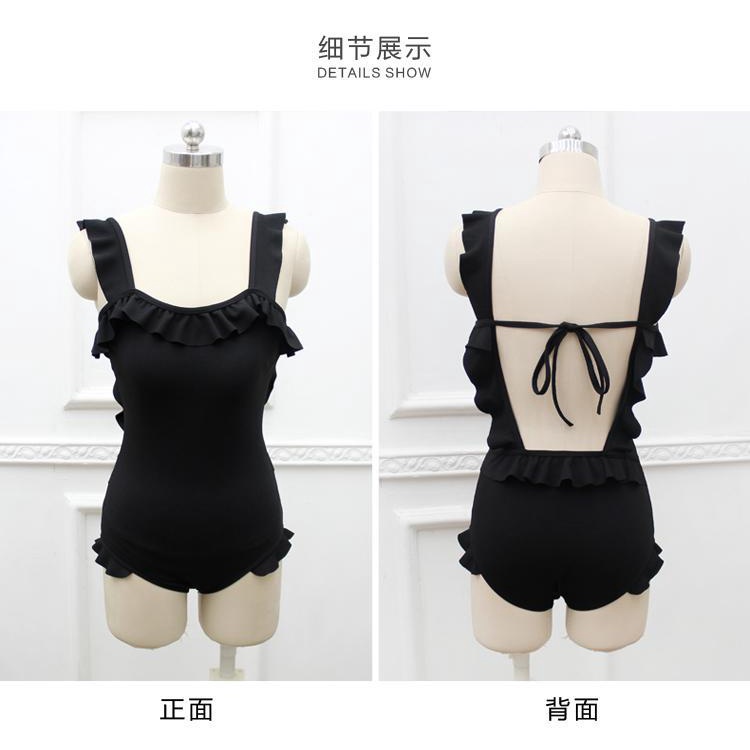Đồ bơi một mảnh hở lưng phối bèo phong cách Hàn Quốc quyến rũ cho nữ