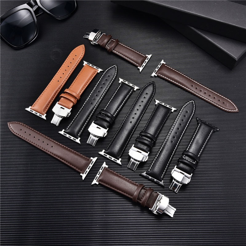Dây Đeo Bằng Da Nylon Có Khóa Hình Bướm Cho Đồng Hồ Thông Minh Apple Watch Ultra 49mm 45mm 41mm 44mm 40mm 42mm iWatch 8 7 6 5 4 SE 3
